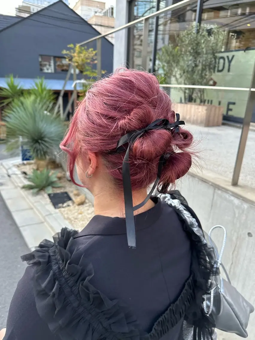 セミロング ヘアアレンジ 結婚式・ブライダル クリスマス ヘアセット 艶髪/ボブモデル 募集🫧terukaのヘアスタイル