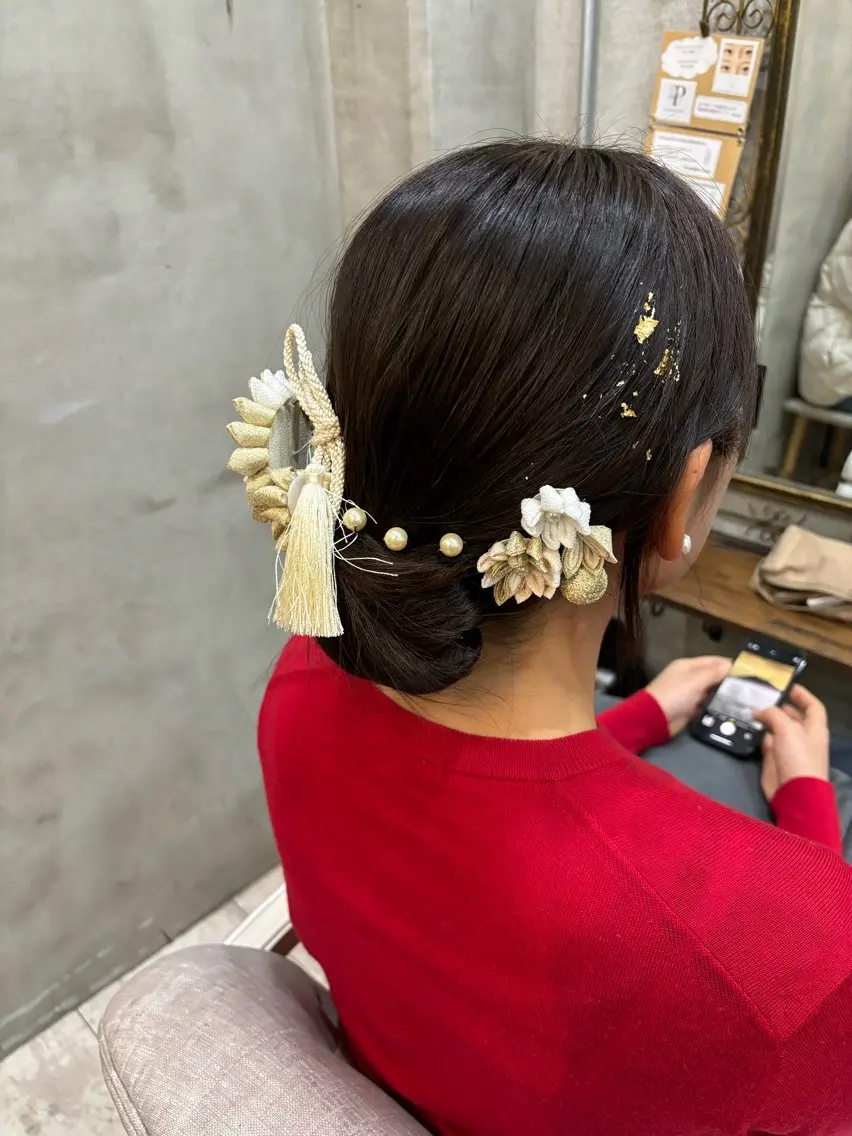 セミロング ヘアアレンジ ヘアセット メンズ/ヘアセット/ 顔周りレイヤー/💶のヘアスタイル