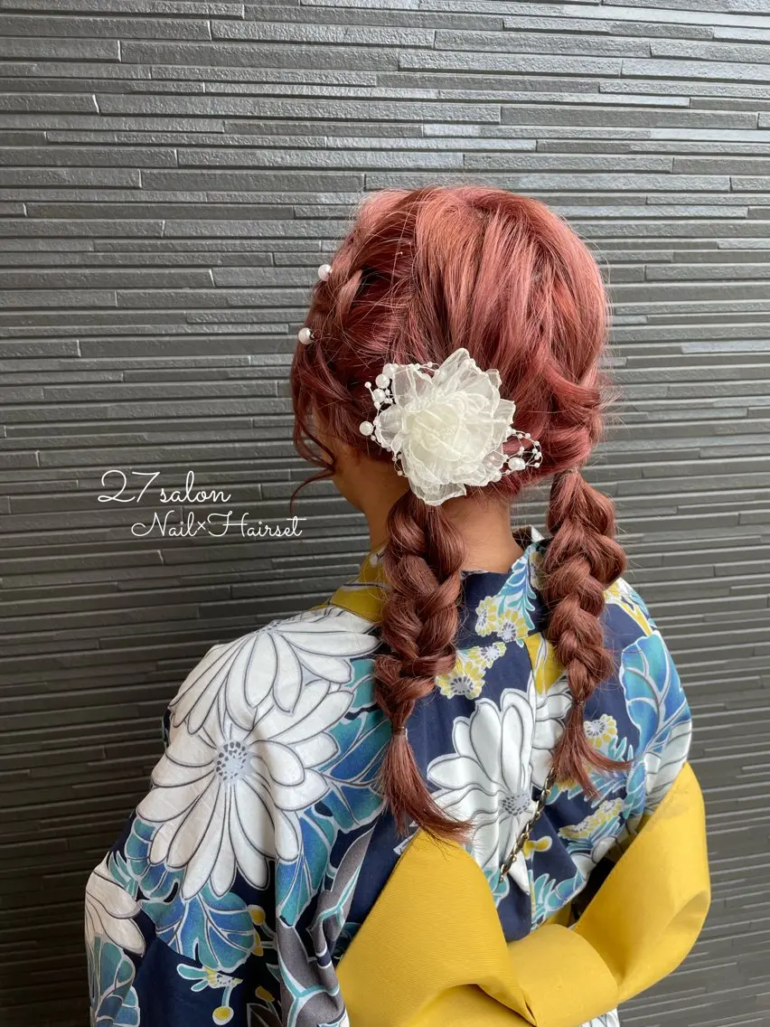 ヘアアレンジ 浴衣 ヘアセット 27salon yuinaのネイルデザイン