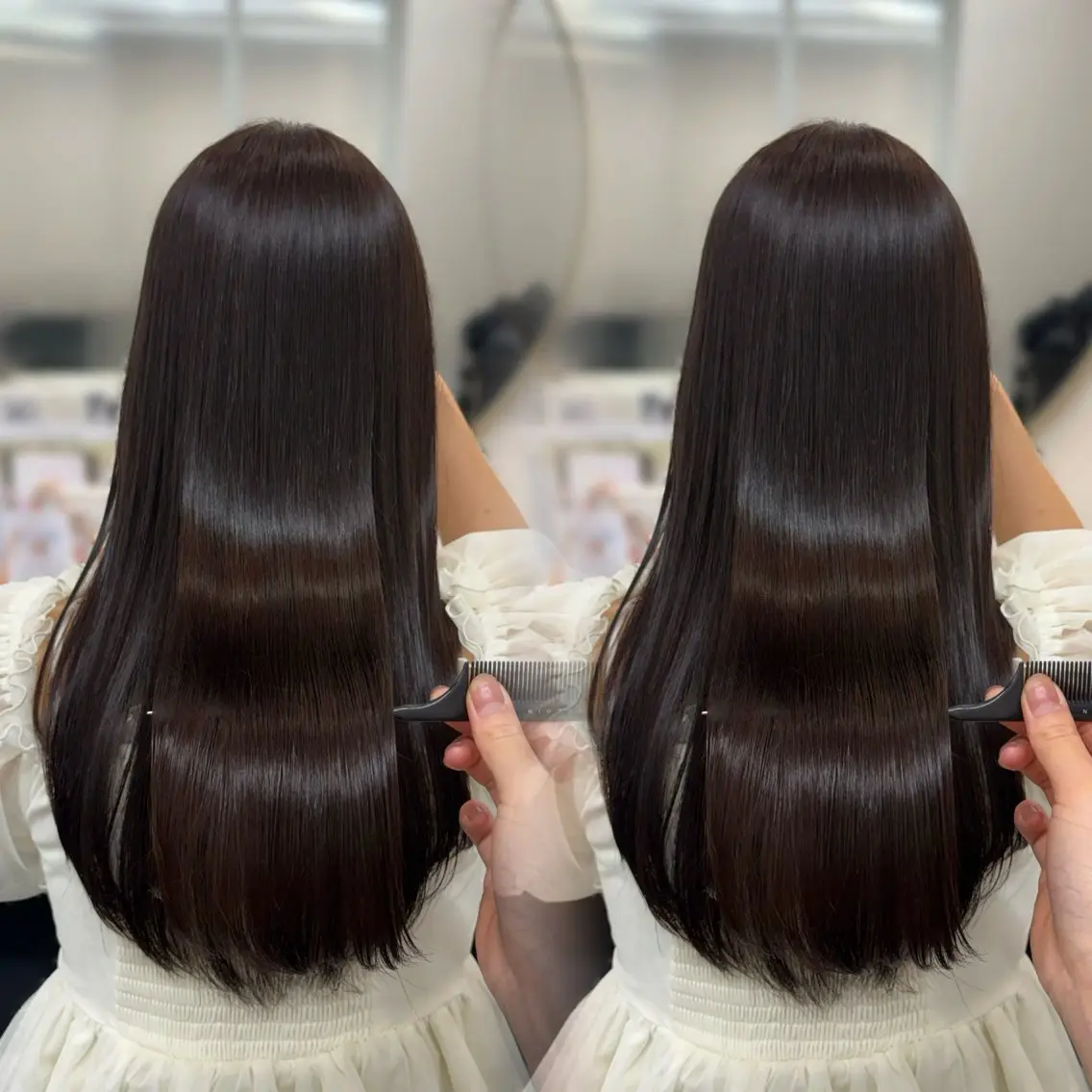ロング カット 縮毛矯正 𝜗𝜚cocoro 韓国𝜗𝜚のヘアスタイル