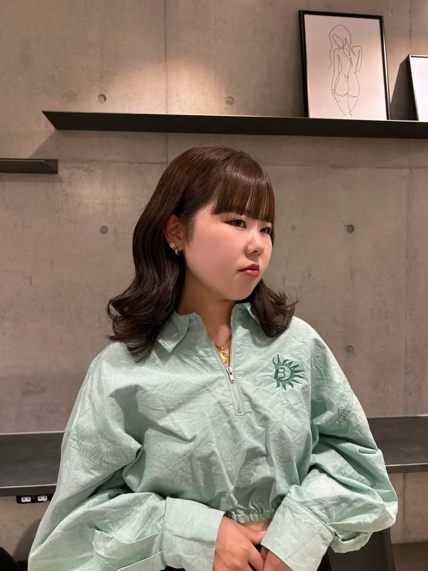 ミディアム カラー ヘアアレンジ ヘアカラー トリートメント ボブ艶モテカラー🫧 カリンのヘアスタイル