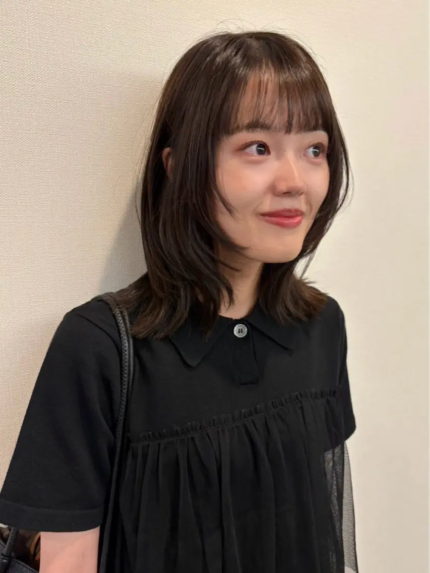 ミディアム くびれヘア 顔まわりレイヤー 髪質改善 レイヤーカット カット ヘアカラー トリートメント レイヤー/暖色/ 髪質改善/永礼芳果のヘアスタイル