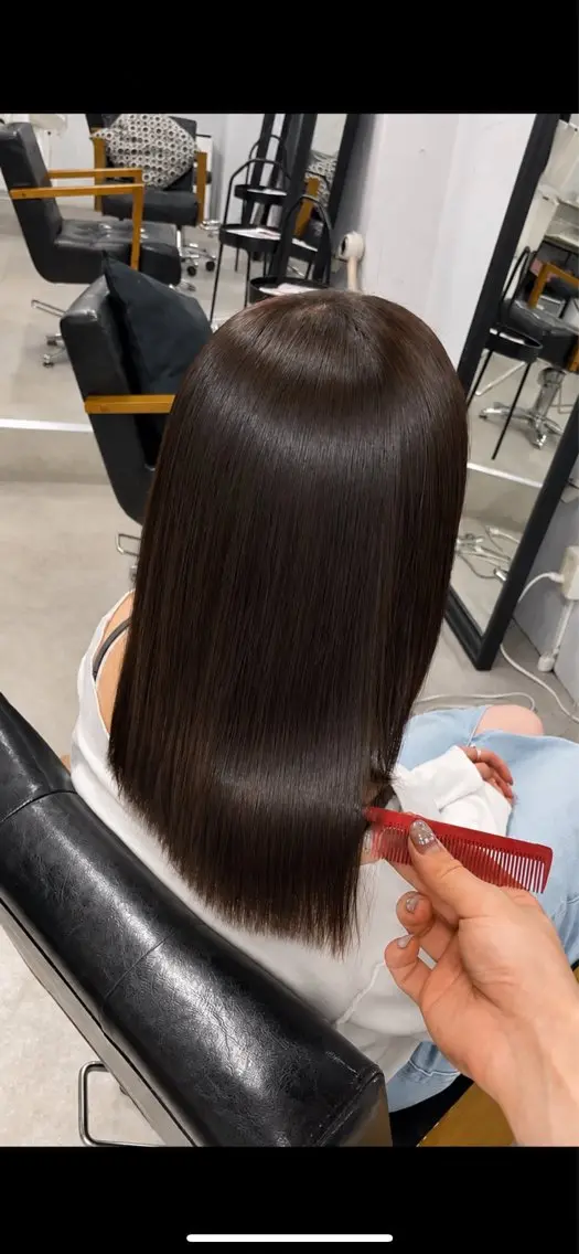 ミディアム 縮毛矯正 トリートメント クリヤマ ヒシギのヘアスタイル
