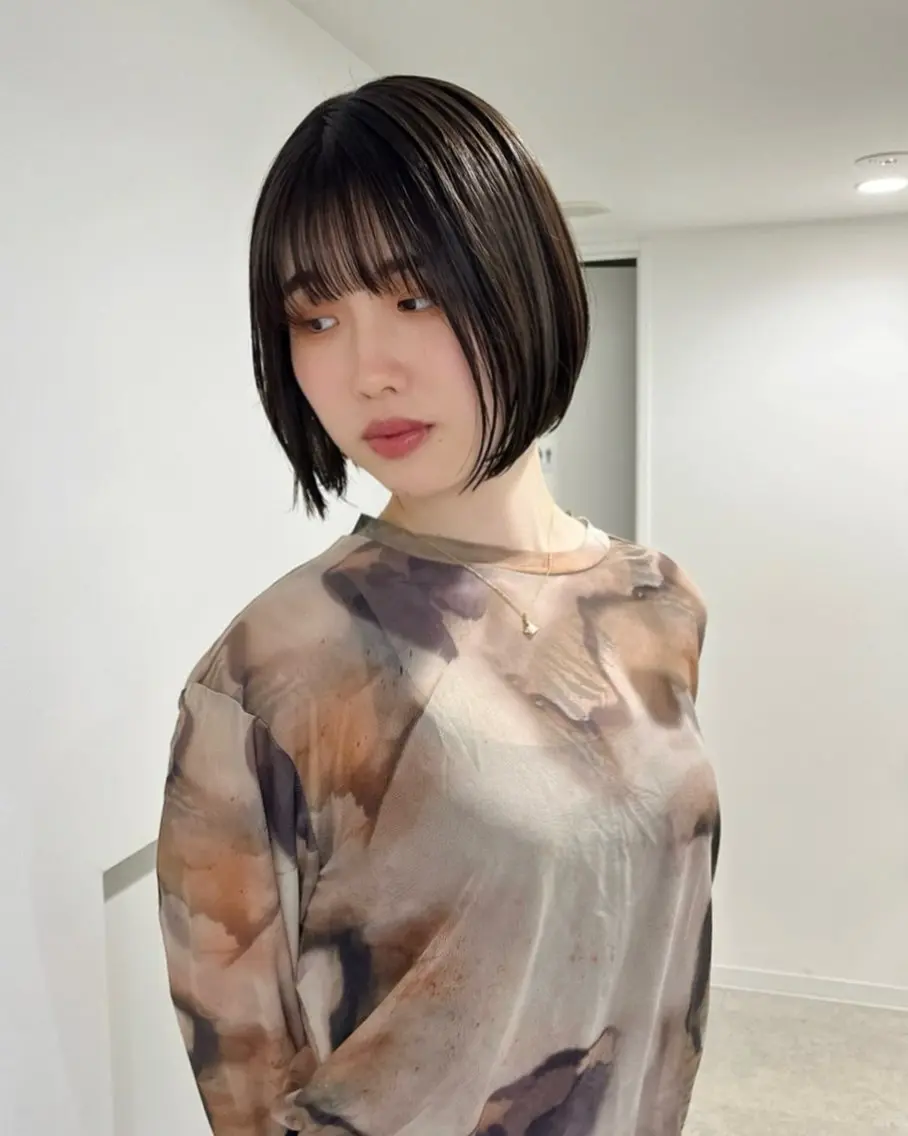 ショート ボブ 小顔カット カット ヘアカラー トリートメント ボブパーマ/縮毛矯正 /かわいい/せき🫧のヘアスタイル