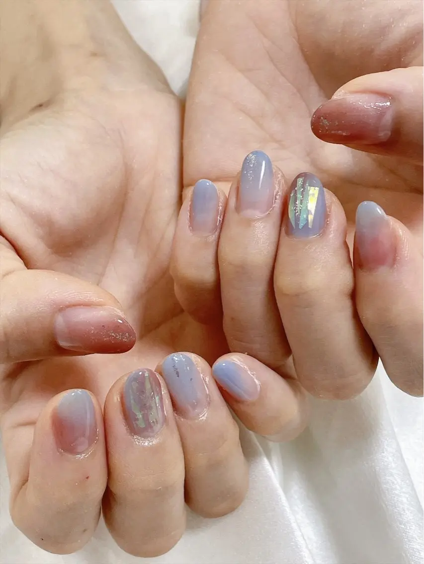 ネイル オーロラネイル フットネイル フレンチネイル ジェルネイル マグネットネイル ハンドネイル kiki nail たまプラーザのネイルデザイン