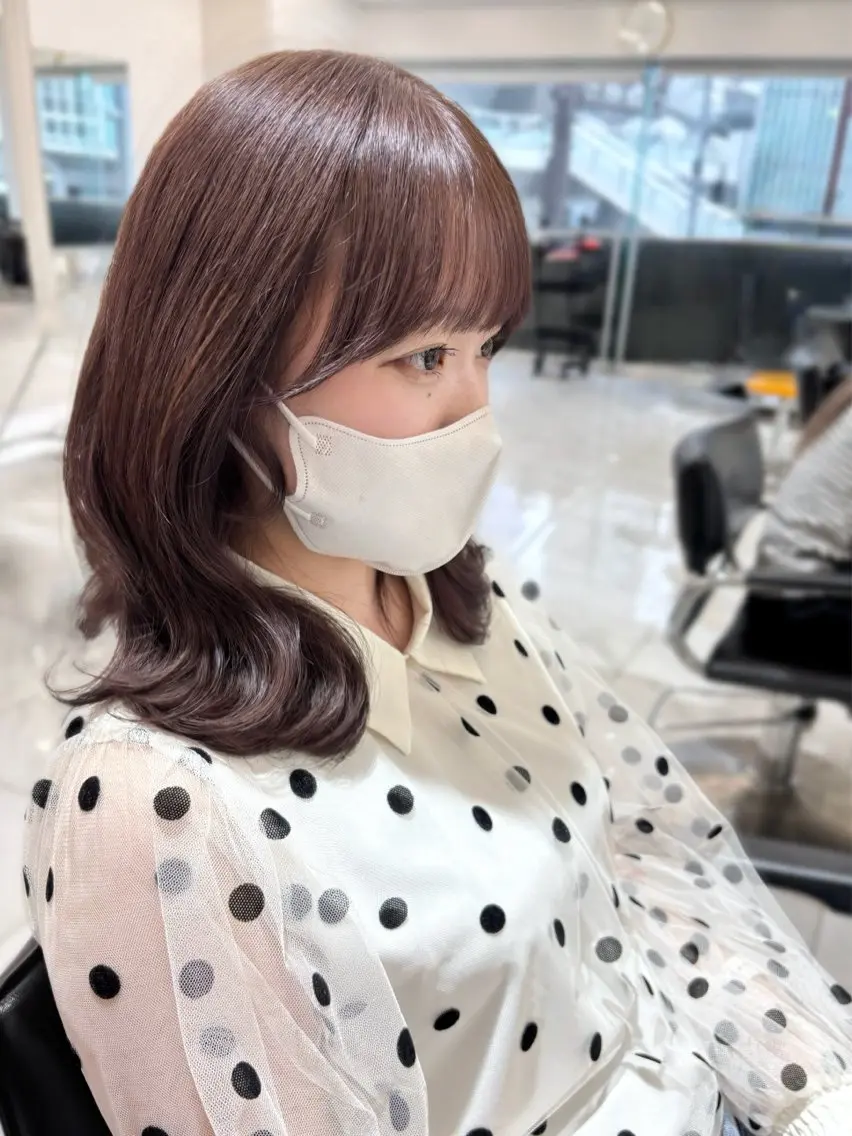 ミディアム カラー ヘアカラー トリートメント 盛れる顔周り🤍渋谷 Risa🎀のヘアスタイル