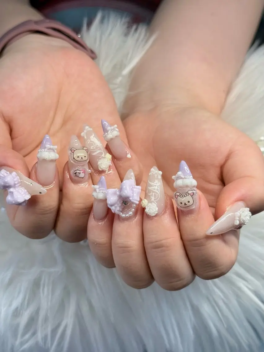 ネイル アートネイル オーロラネイル チークネイル 長さ出し フットネイル ハンドネイル 銀河_ Chan nailsのネイルデザイン