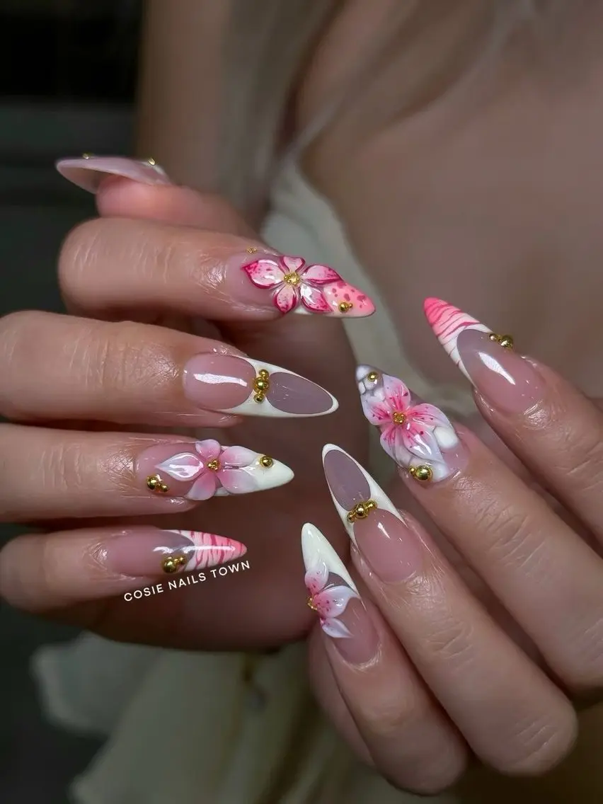 ネイル チークネイル ドット フレンチネイル 韓国ネイル レース Kawaii _Nailのネイルデザイン