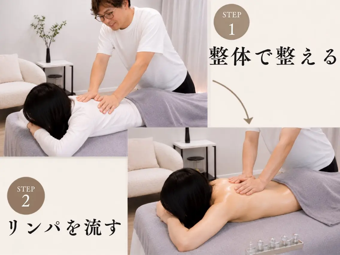 【疲れきった肩こり、腰痛改善】整体+リンパマッサージ150分の写真