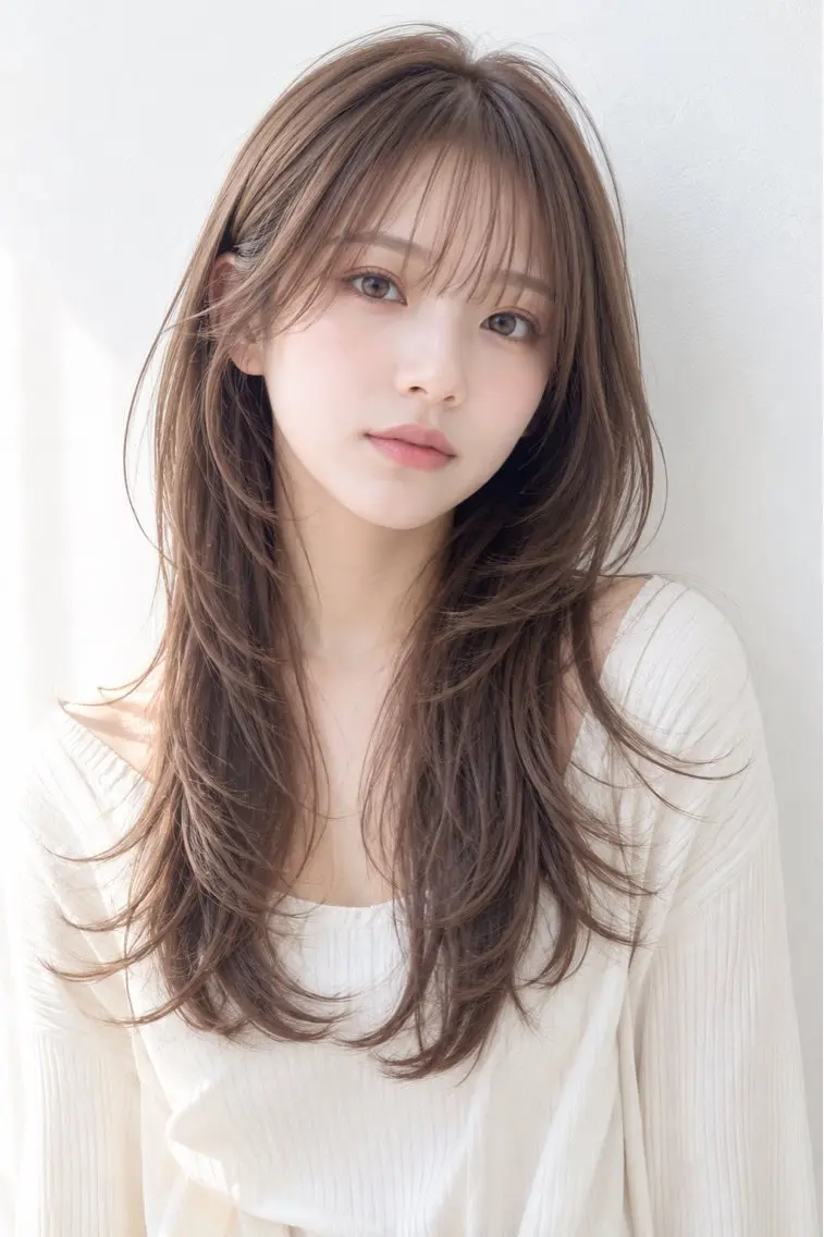 ロング くびれヘア ハイレイヤー 韓国風ヘア レイヤーカット ロング 田中 和葉のヘアスタイル