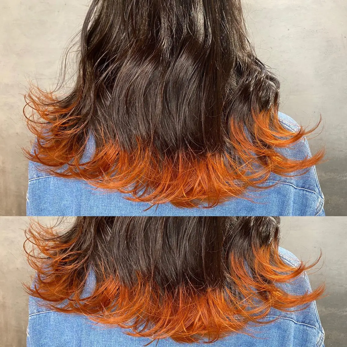 セミロング カラー オレンジ ヘアカラー ツキノキ ミナのヘアスタイル