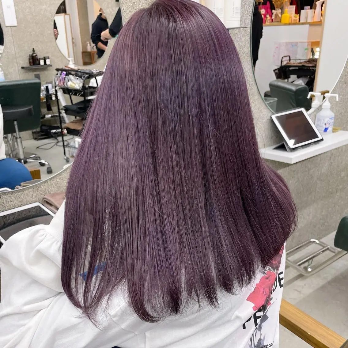 セミロング カラー ヘアカラー トリートメント Lull1人美容室 バレイヤージュのヘアスタイル