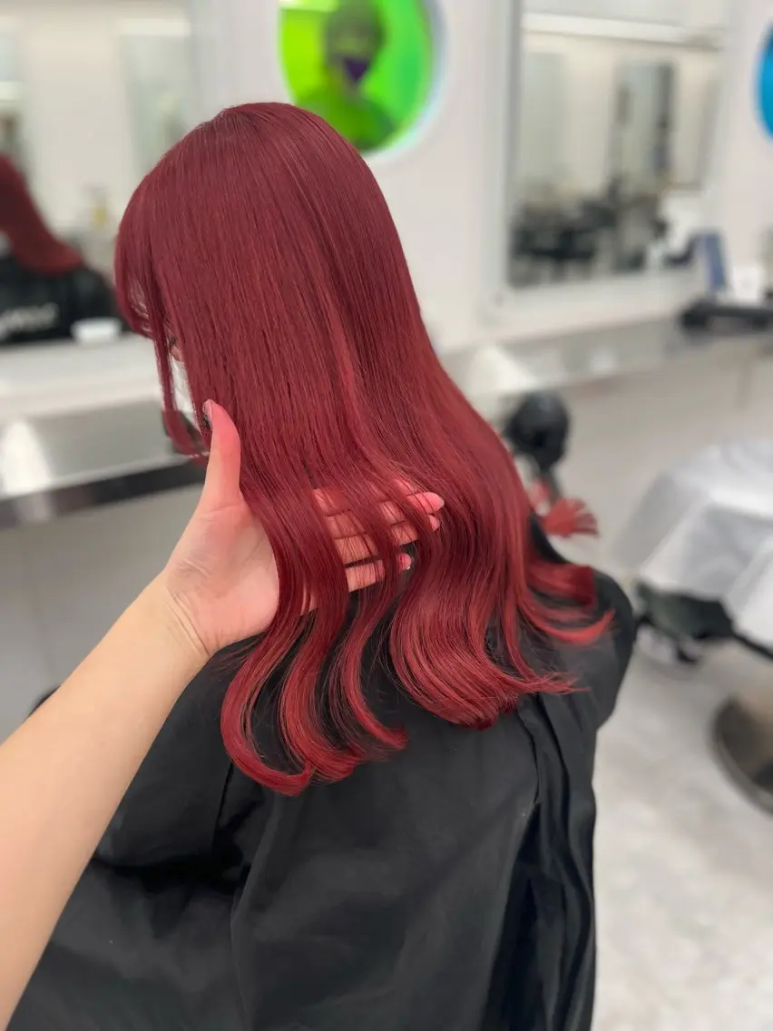 ロング ヘアカラー トリートメント ヘアセット 🍒韓国暖色ヘア NO.1🍒🪽のヘアスタイル