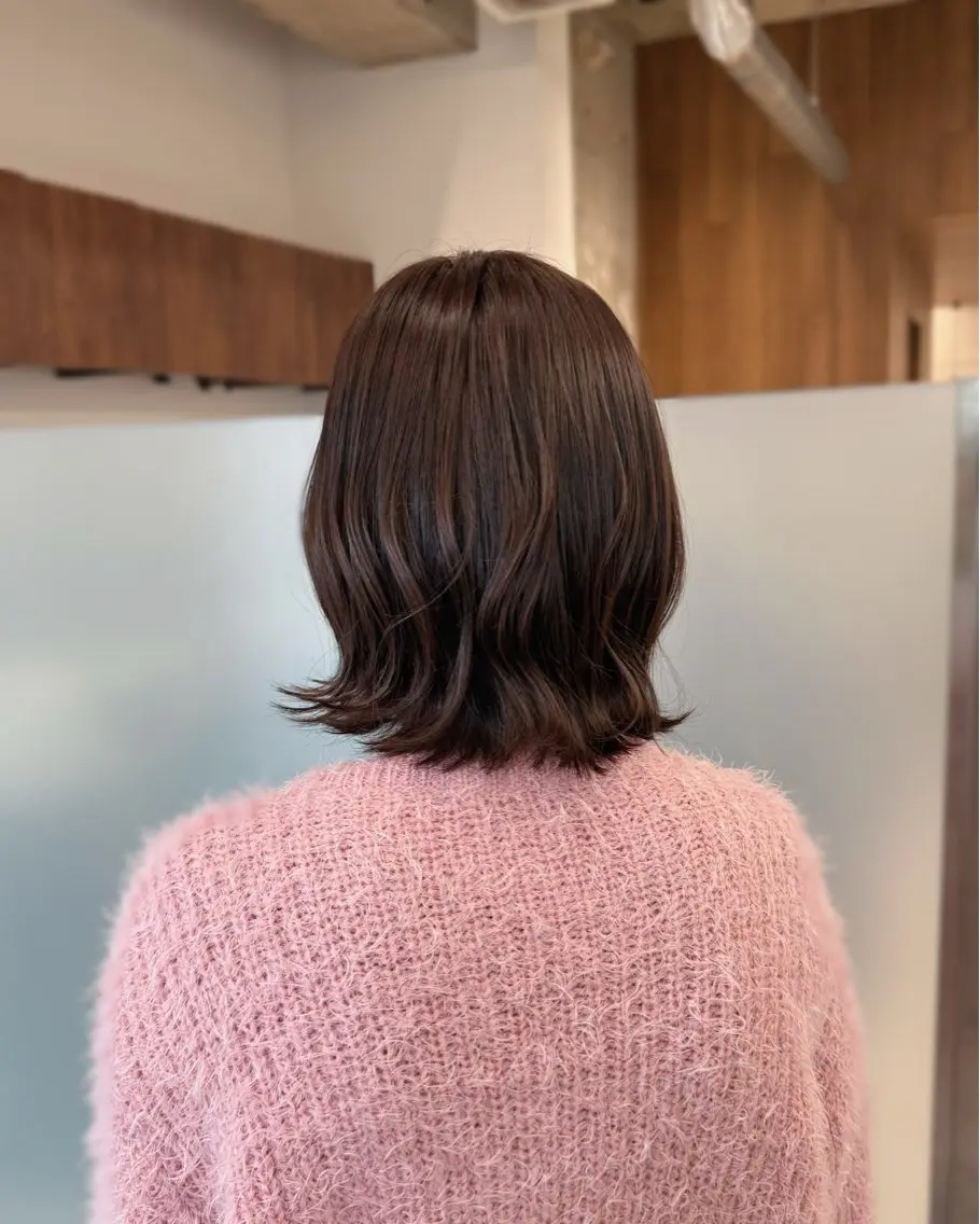 ミディアム カラー ブラウンカラー 透明感カラー ナチュラルブラウン カット ヘアカラー トリートメント 縮毛矯正+モテカラー 🎀✨MIHOのヘアスタイル