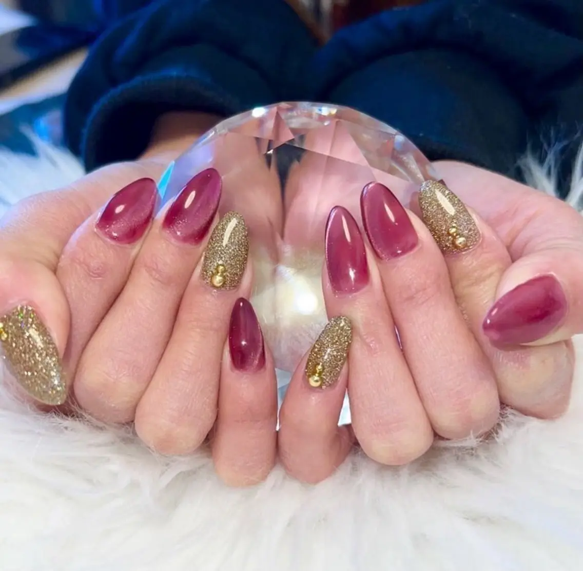 ネイル フラッシュネイル ゴールド マグネットネイル ハンドネイル フットネイル ハンドケア ネイルサロン High-Nailのネイルデザイン