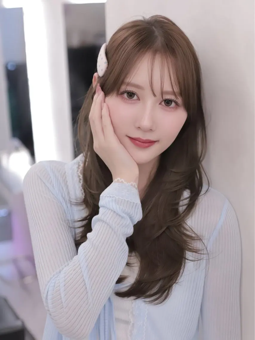 ロング カラー ハッシュカット 韓国風ヘア レイヤーカット カット ヘアカラー トリートメント 盛れる顔周りカット ♥️韓国ヘア"ちぇるのヘアスタイル