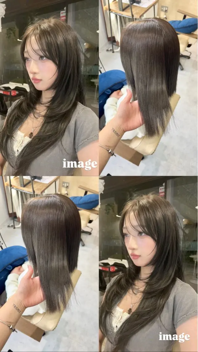 ミディアム カラー イルミナカラー 髪質改善 トリートメント ブリーチなしwカラー /艶カラー/oukaのヘアスタイル