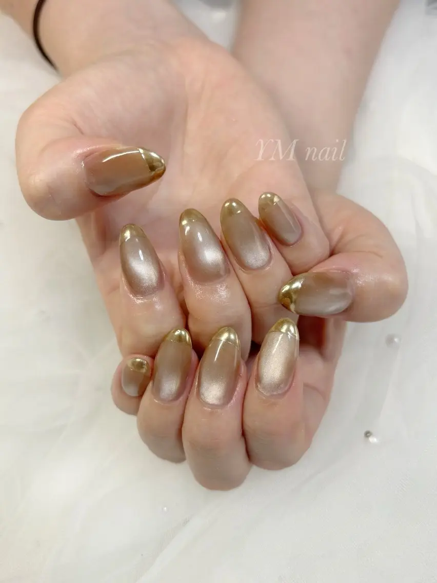 ネイル フレンチネイル ジェルネイル 韓国ネイル マグネットネイル ミラーネイル ハンドネイル YM nailのネイルデザイン