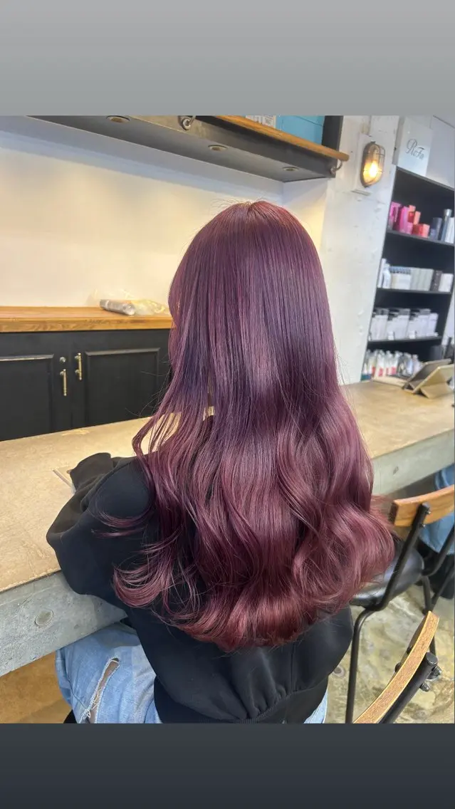 ロング カラー カット ヘアカラー トリートメント 🌷ラベンダーピンク 顔まわり🌷ねいろのヘアスタイル