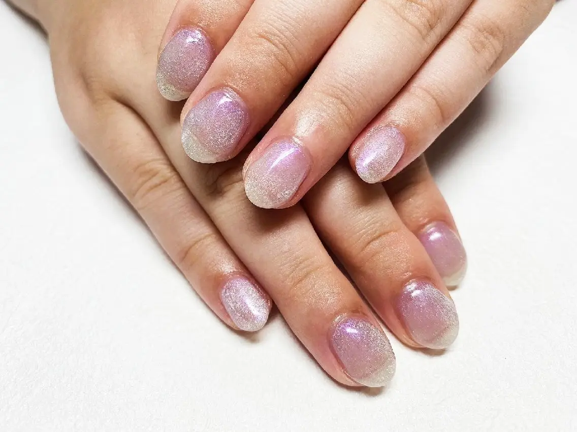 ネイル 韓国ネイル マグネットネイル ワンカラーネイル ピンク リボン ハンドネイル JULIE NAILのネイルデザイン