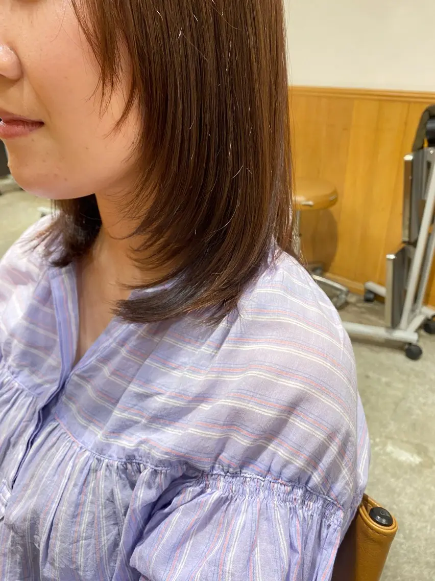 ミディアム 顔まわりレイヤー レイヤーカット カット ヘアカラー トリートメント GINZARay2 風本朱里🐥のヘアスタイル