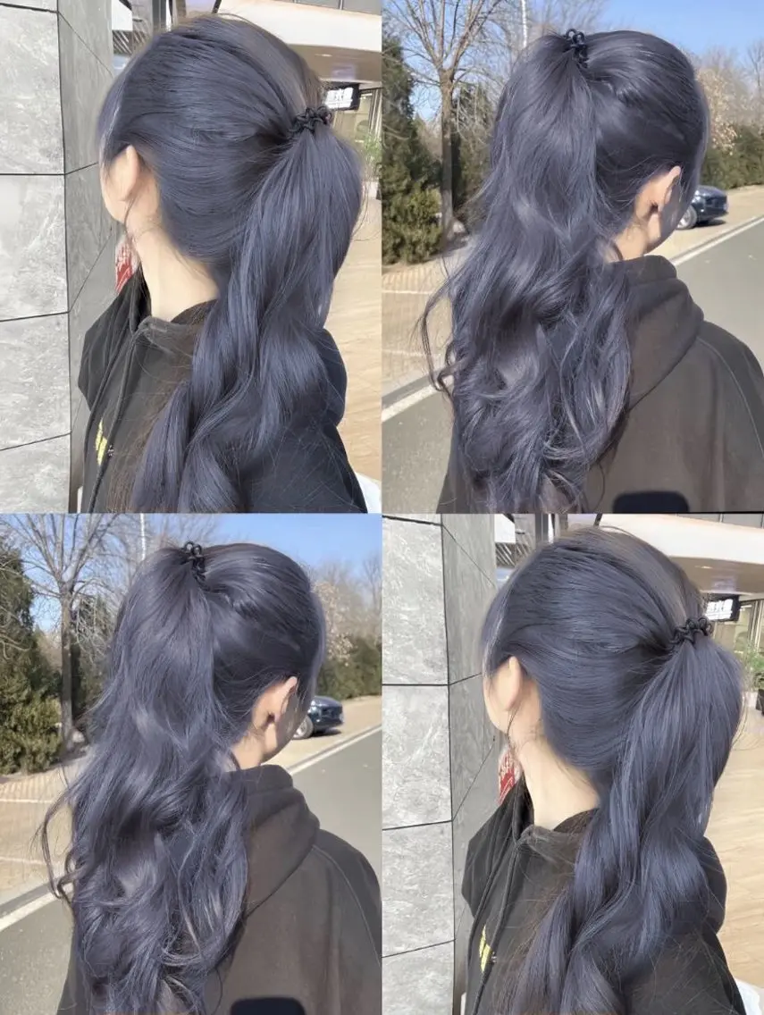 ロング カラー ブルーカラー ネイビーカラー ラベンダー💜 グレージュ🩶のヘアスタイル
