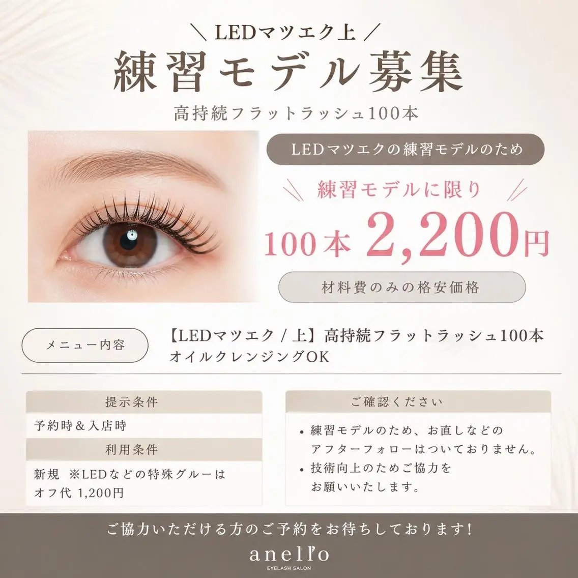 限定LEDエクステ100本✨️新人アイリスト練習モデルの写真