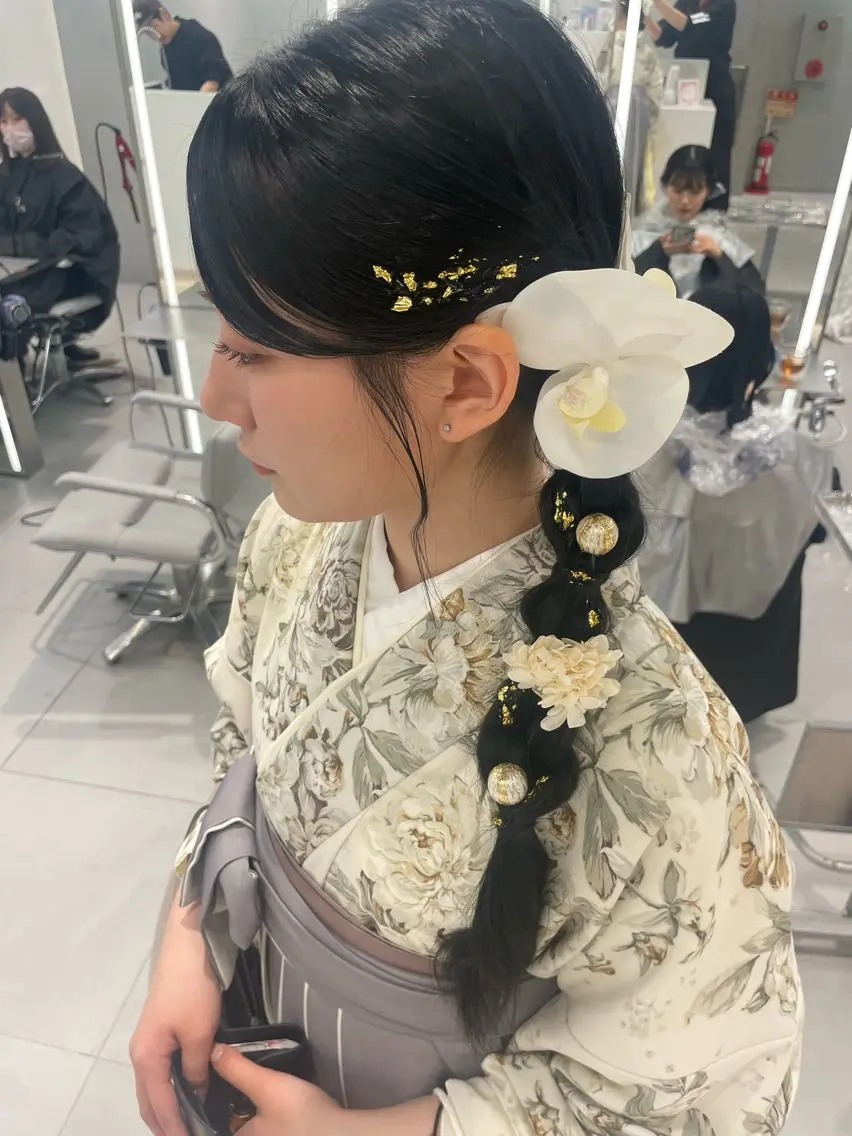 ロング ヘアアレンジ 結婚式・ブライダル 卒業式のヘアスタイル ヘアセット ヘアセット🎀耳つぼ 👂💎MONAMIのヘアスタイル