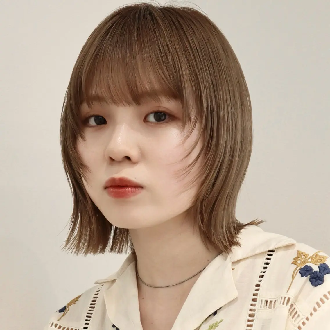 ミディアム カラー カット ヘアカラー saki‪🌱‬♡ /ボブ/透明感カラーのヘアスタイル