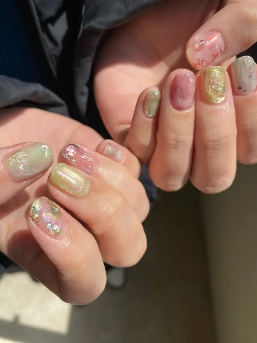 ネイル 成人式 フレンチネイル ジェルネイル ガーリー マグネットネイル ハンドネイル 草加ニュアンスネイル 🌚hersのネイルデザイン