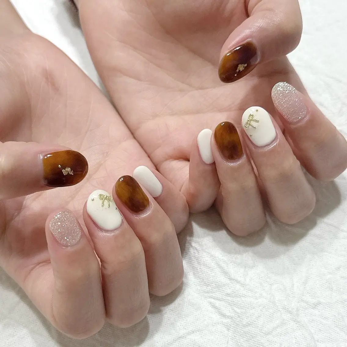 ネイル べっ甲ネイル ハンドネイル peaberry nailのネイルデザイン
