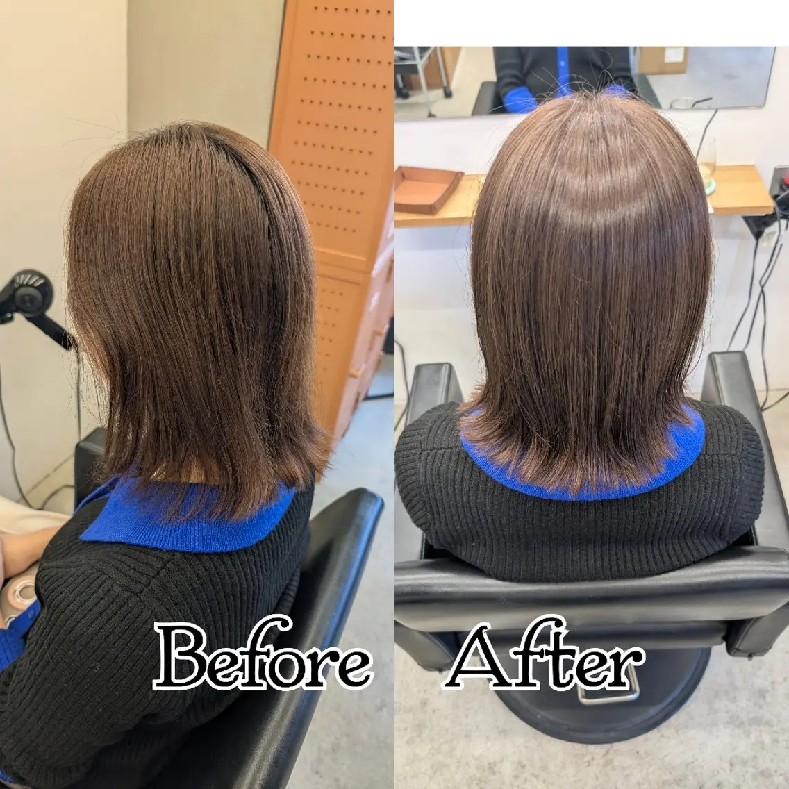 ミディアム カラー オレンジ くびれヘア レイヤーカット 外ハネヘア カット ヘアカラー トリートメント R hair🧡 伊藤美和🤎のヘアスタイル