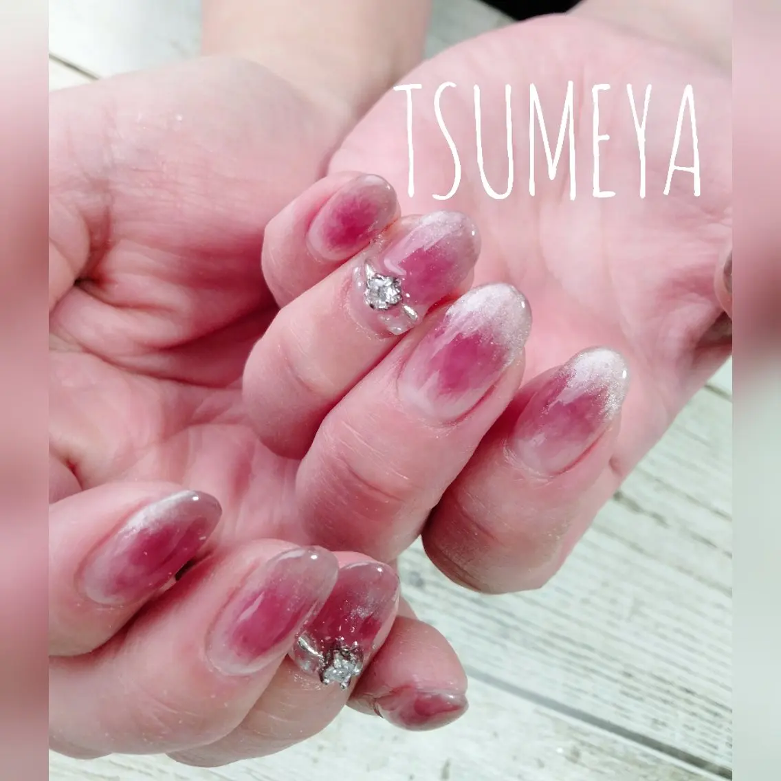 ネイル チークネイル フレンチネイル マグネットネイル マグネットフレンチ シンプルネイル ハンドネイル _TSUMEYA _のネイルデザイン