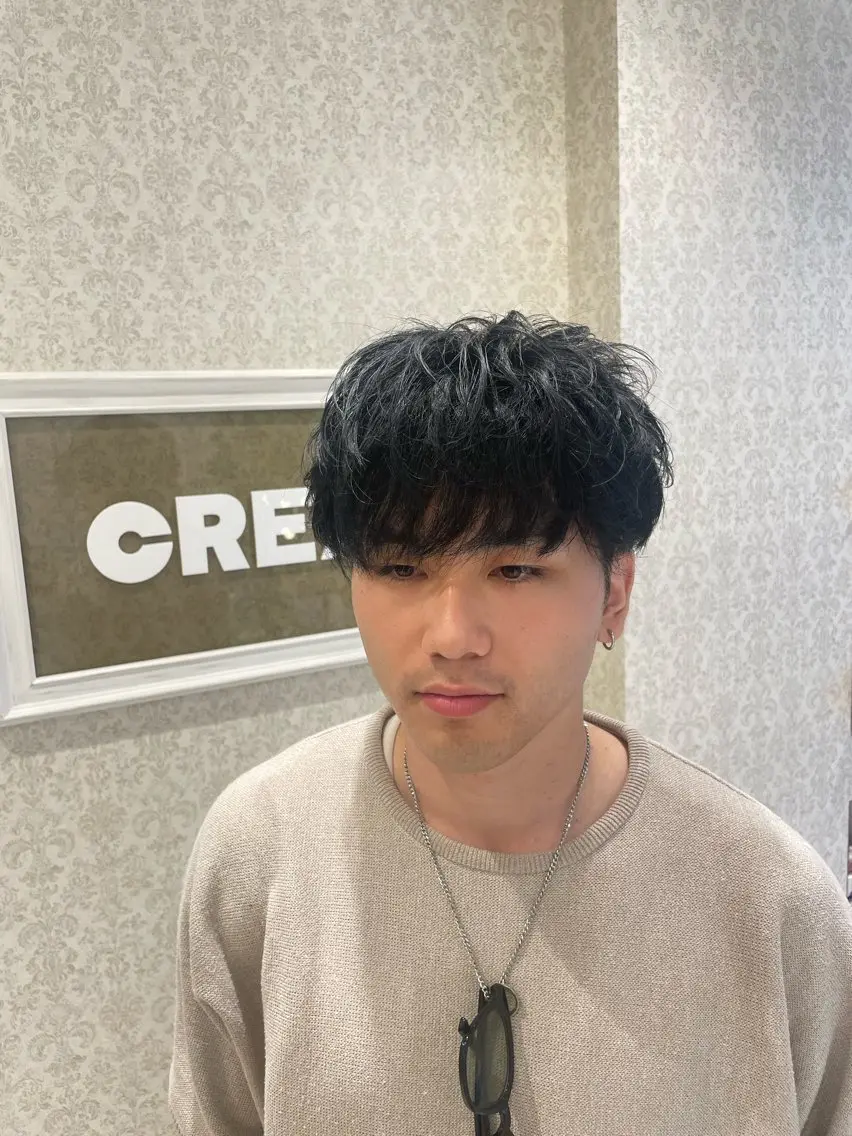メンズ マッシュ 本厚木パーマ&ブリー チMEN'Sショートのヘアスタイル