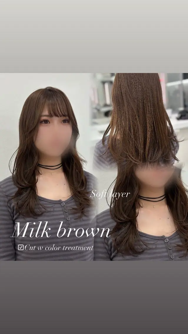ロング カラー 抜け感レイヤー︴ ニュアンスカラーのヘアスタイル