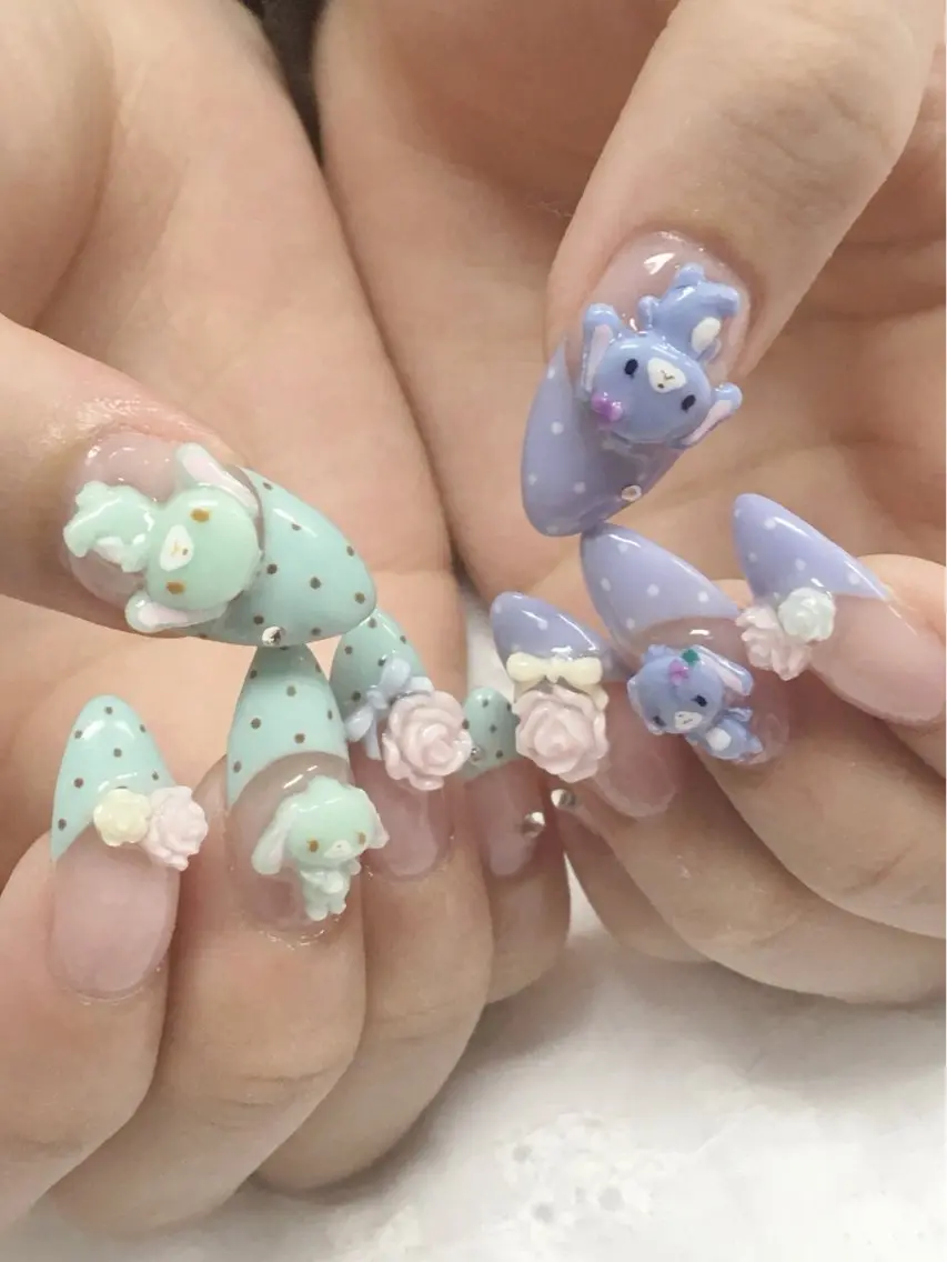 ネイル ハンドネイル AQUA ໒꒱ ‧₊˚のネイルデザイン