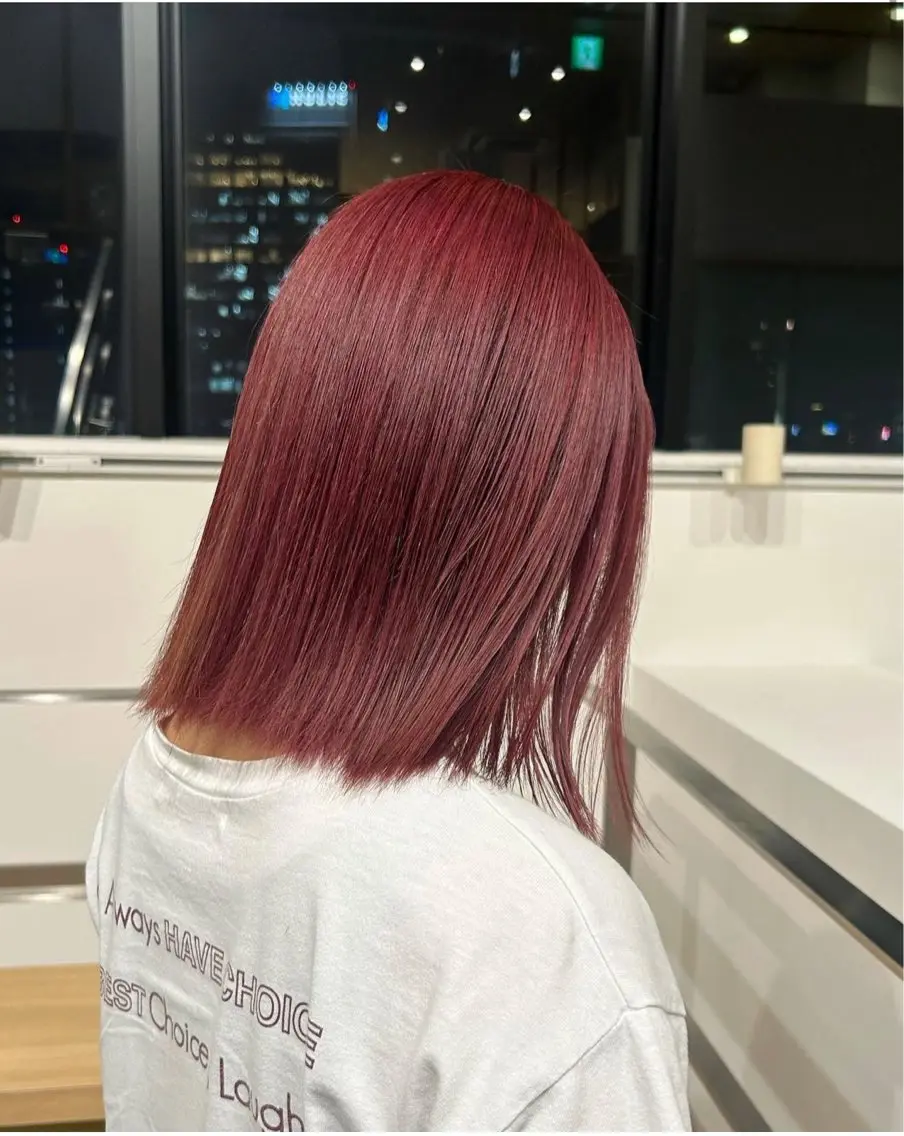 ミディアム カラー パーマ ヘアアレンジ ブリーチ レッドカラー カット ヘアカラー トリートメント stylist 🌸 kana.のヘアスタイル
