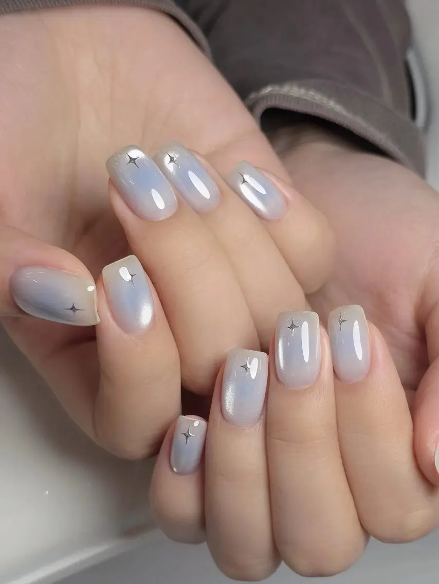 ネイル オーロラネイル 長さ出し フットネイル 韓国ネイル ラメ(グリッター) ハンドネイル 👍thumbs up nail👍のネイルデザイン