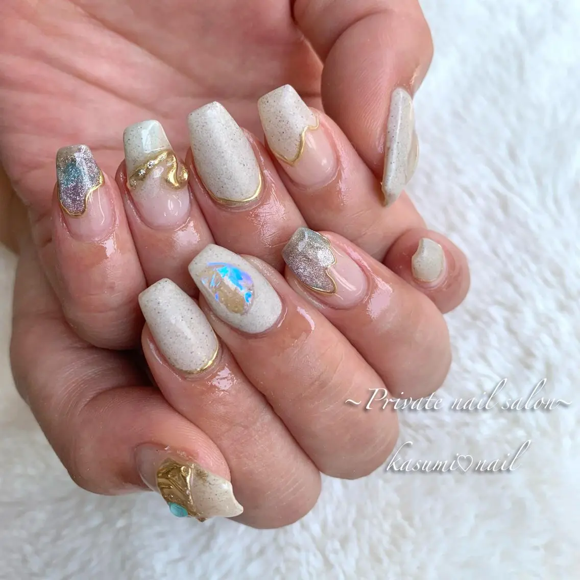 ネイル アートネイル ラメ(グリッター) マグネットネイル ミラーネイル 持ち込み KASUMI♡ Nailのネイルデザイン