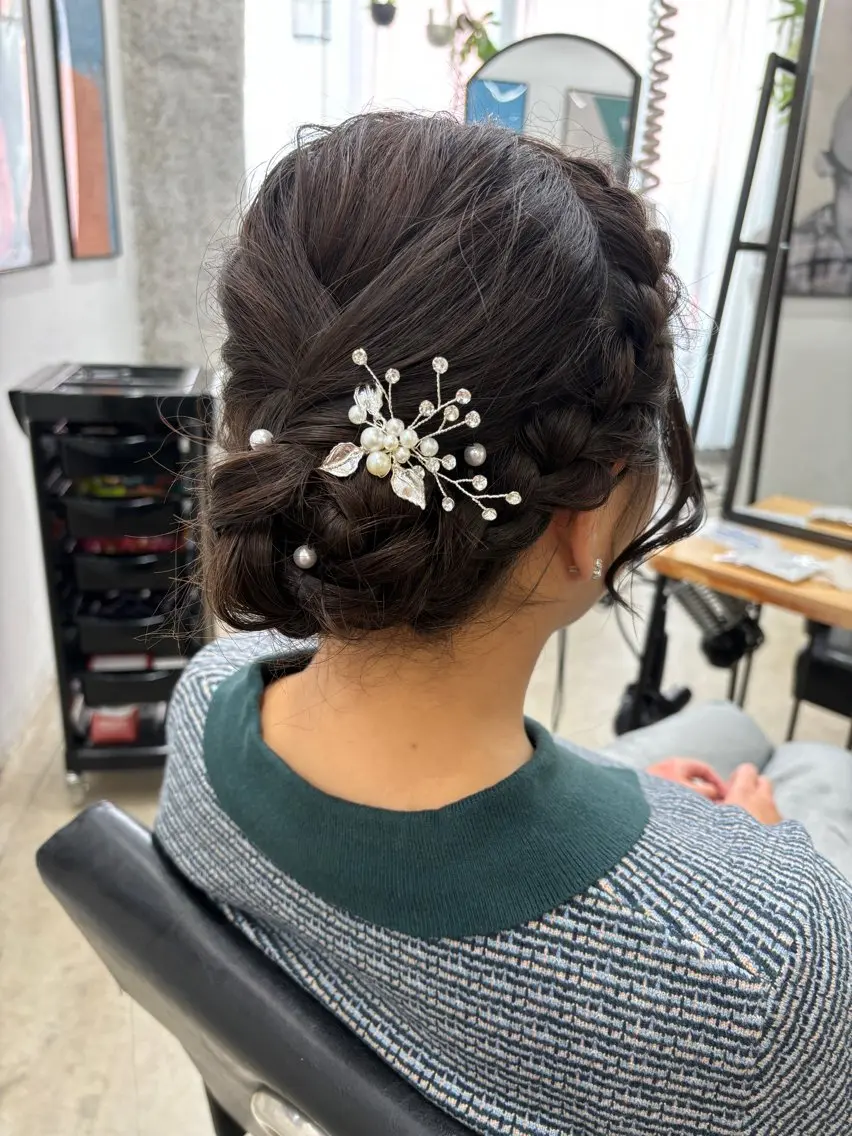 ロング ヘアアレンジ 結婚式・ブライダル ヘアセット 暖色系特化さくら /福岡天神/レイヤーのヘアスタイル