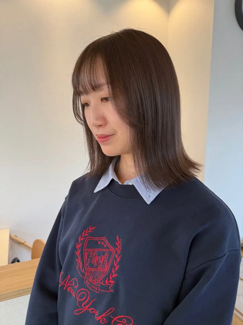 ミディアム カット ヘアカラー トリートメント 💎透明感カラー💎 ナチュラルテイストのヘアスタイル