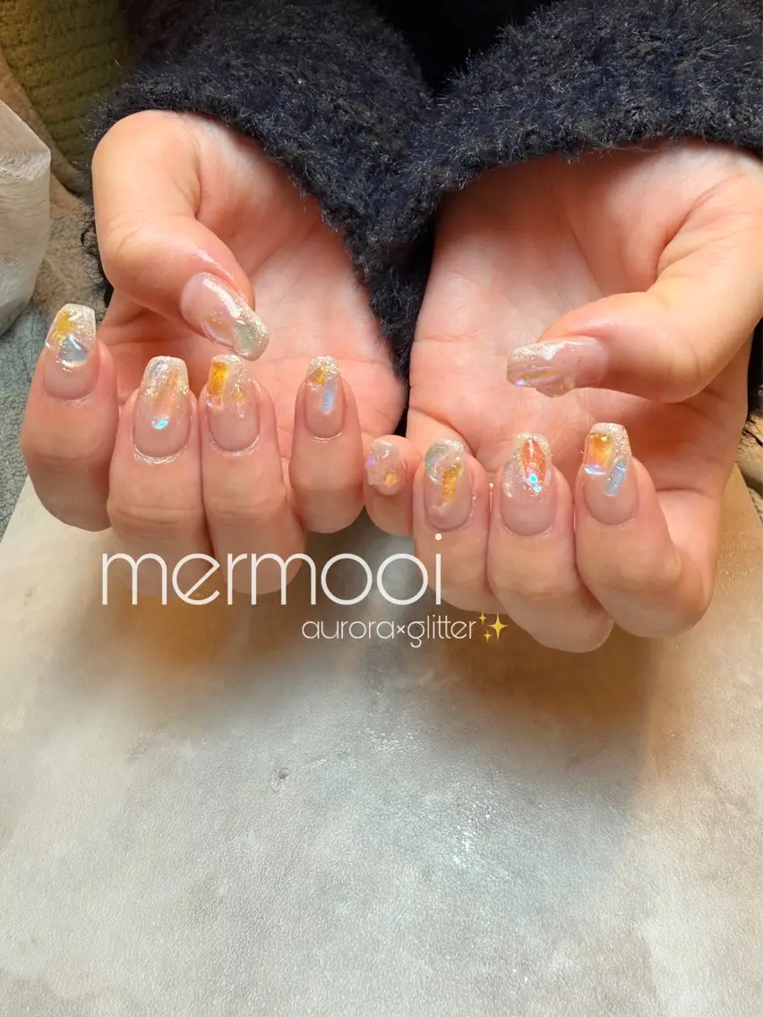 ネイル オーロラネイル ハンドネイル mermooi nailのネイルデザイン