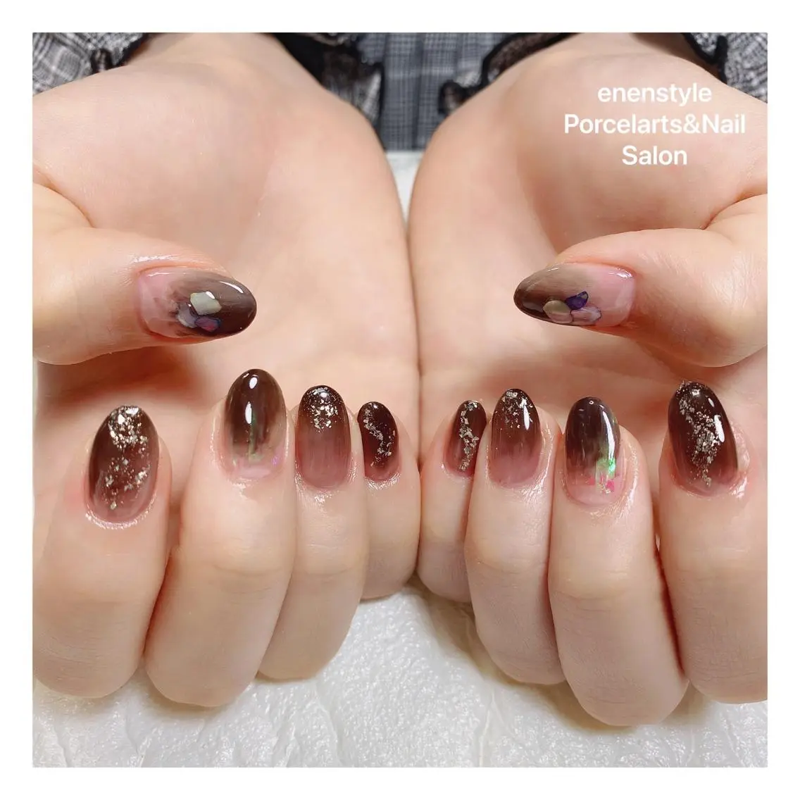 ミディアム ネイル ハンドネイル 🐾enen style 🐾のネイルデザイン