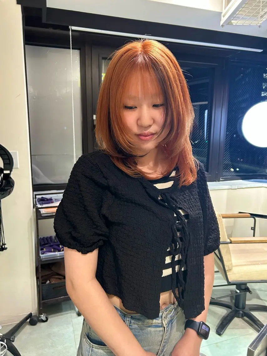 ミディアム カラー レイヤーカット ヘアカラー ボブ/レイヤー ケンショウのヘアスタイル