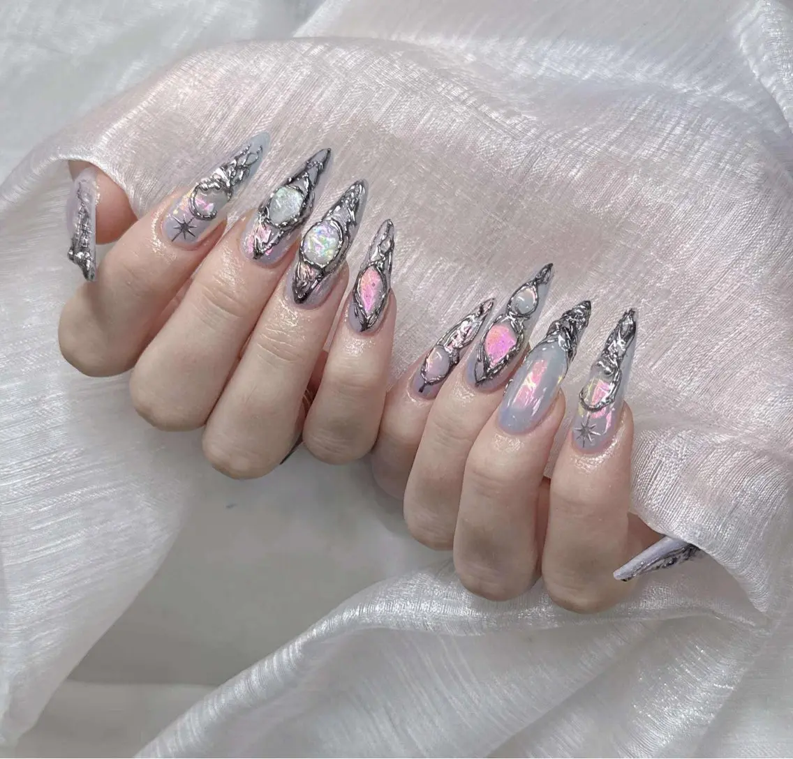 ネイル 長さ出し グラデーション 卒業式 キラキラネイル マグネットネイル ハンドネイル Lee Nailsのネイルデザイン