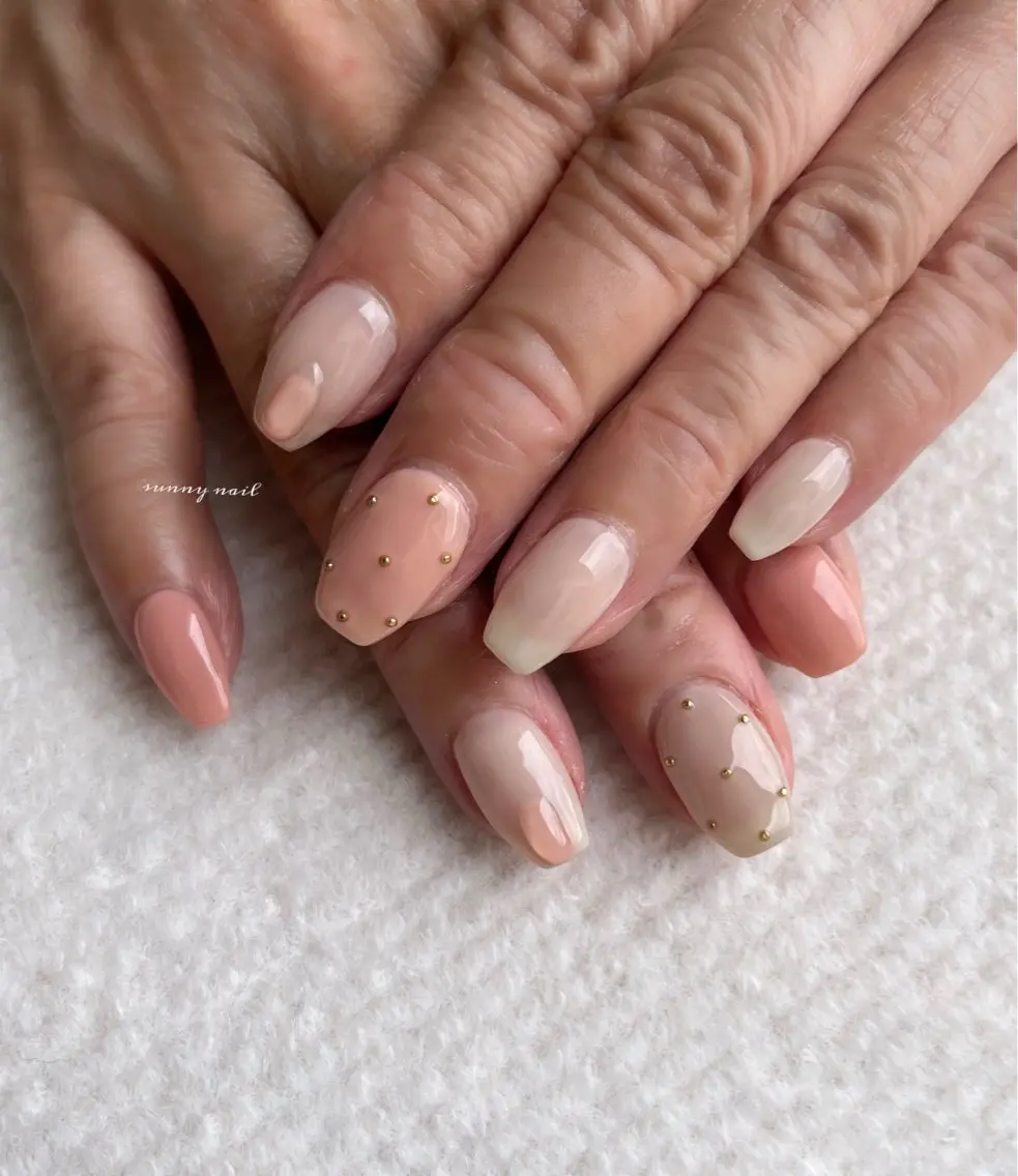 ネイル ドット ジェルネイル パラジェル ピンク ぷっくりネイル sunny nailのネイルデザイン