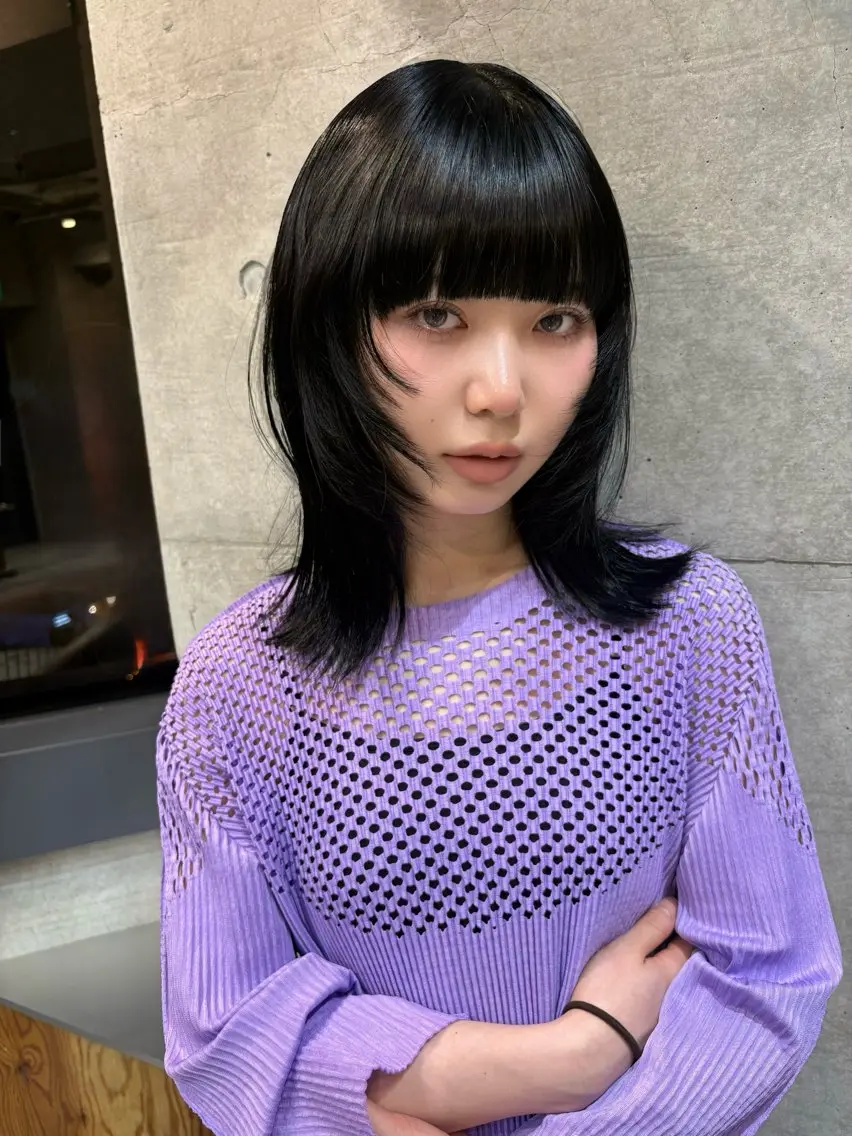 ミディアム カラー ワイドバング ボブカット 🎀rencaのヘアスタイル