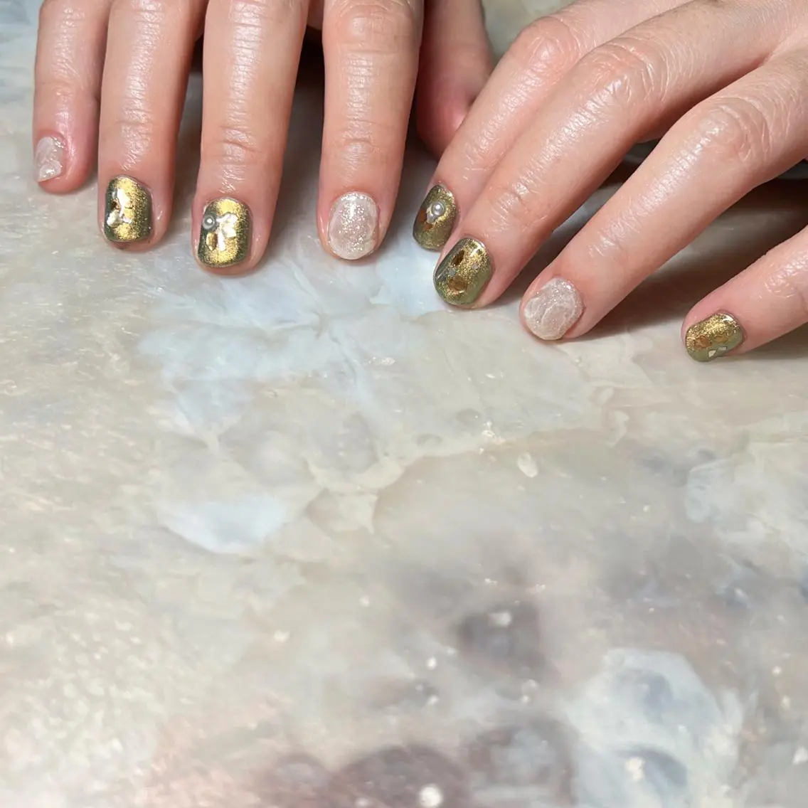 ネイル マグネットネイル ニュアンスネイル ショートネイル gemickle nailのネイルデザイン