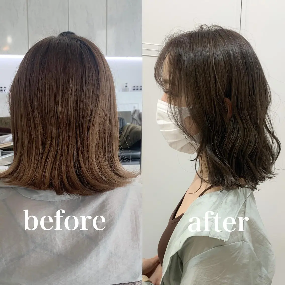ミディアム カラー グレージュ 渋谷ブリーチカラー 韓国ヘアyuikoのヘアスタイル
