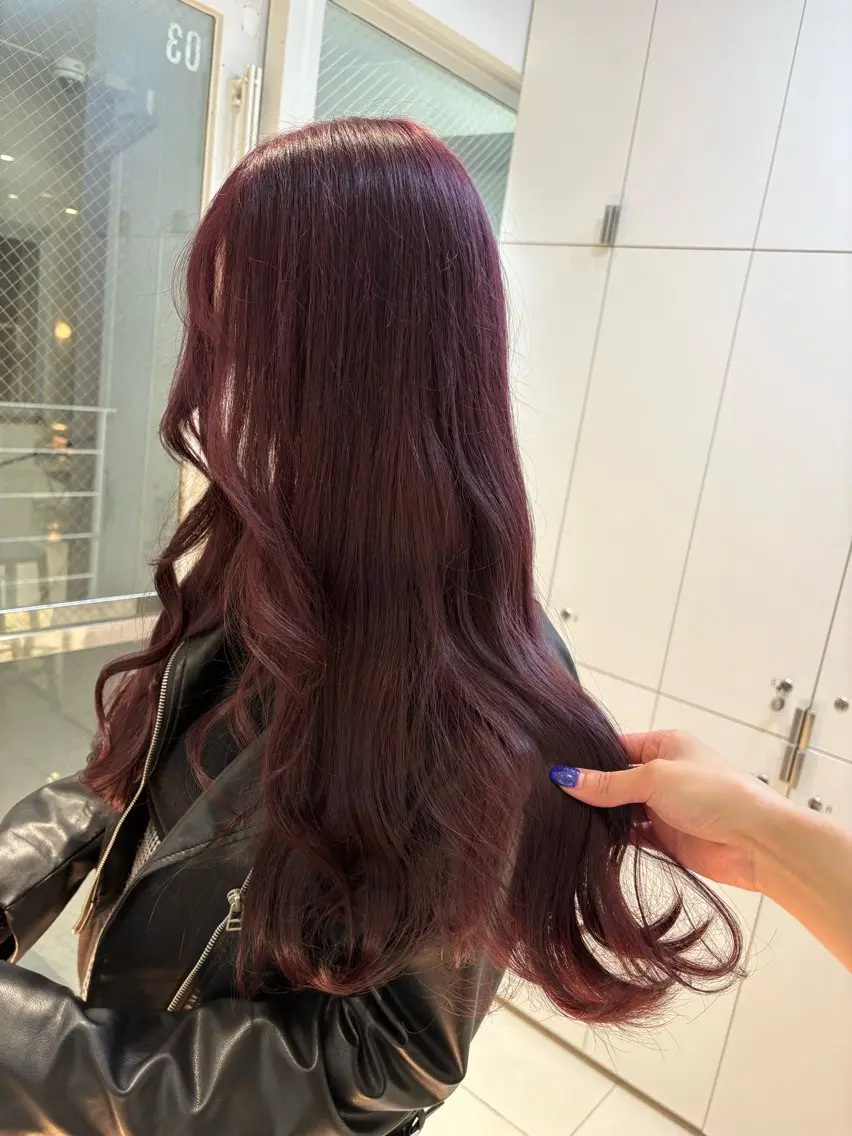 ロング カラー ヘアアレンジ カシス ラベンダーカラー ラベンダーピンク ピンクカラー 《暖色/韓国hair 》🇰🇷桑原ユキネのヘアスタイル